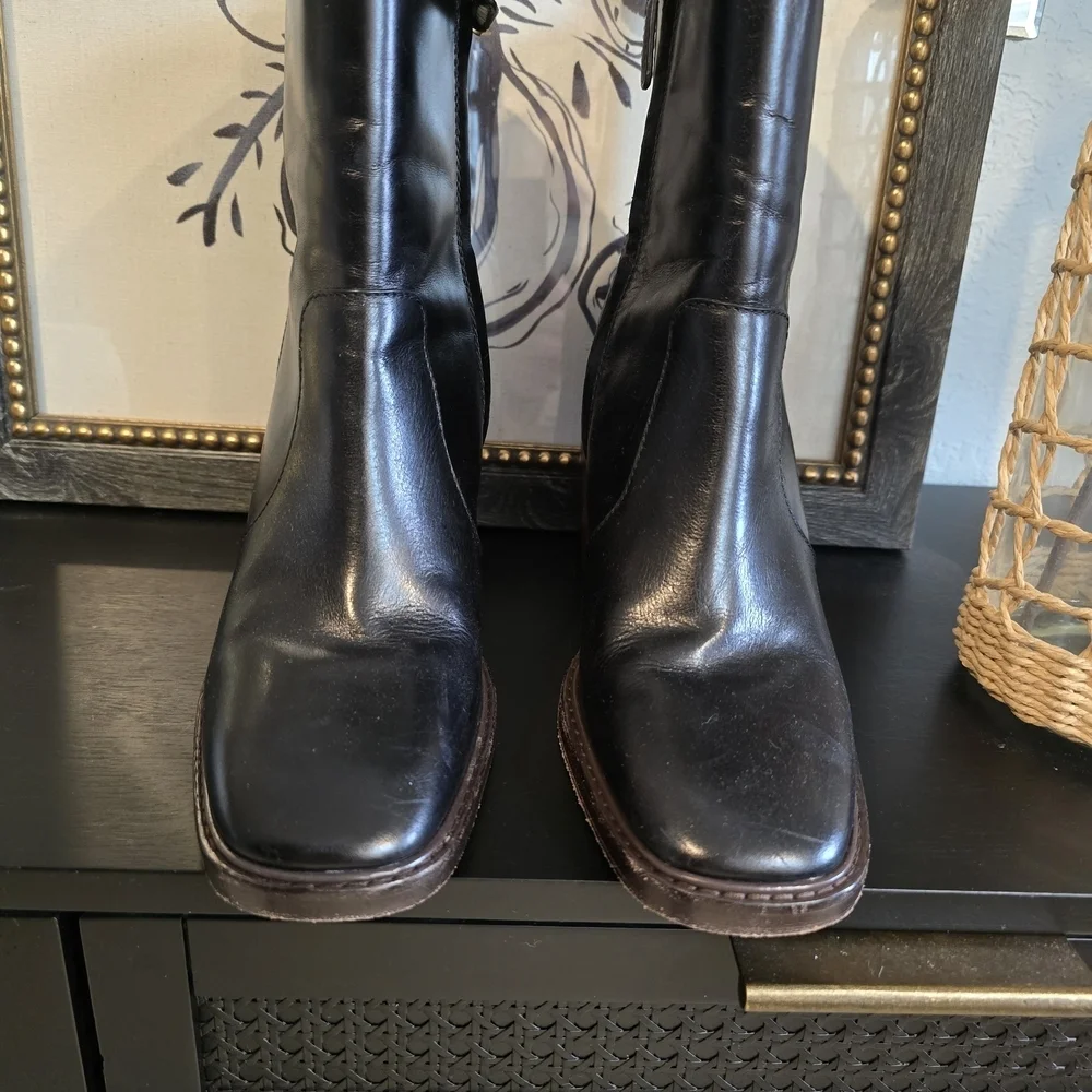 Tory Burch Women’s Sierra Antik Heeled Ankle Boots Black Leather 10 Euc